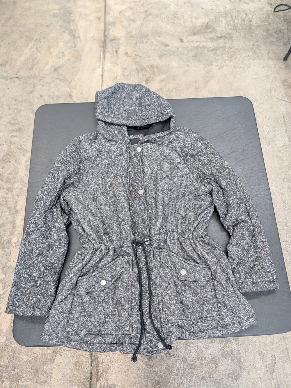 Me Jane Girls' Hooded Heather Gray Drawstring Raincoat